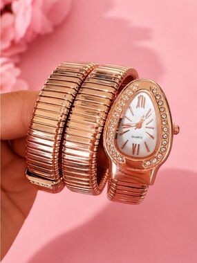 Serpenti Rose Gold Wrap Bracelet Watch for Women
